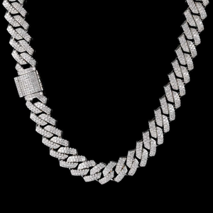 Collar de Eslabones Cubanos de Moissanita Personalizado Premium, Plata 925, Joyería Hip Hop, Cadena Estilo Iced Out para Hombres y Mujeres, Regalo para Bodas y Fiestas - Product Image 1