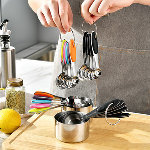 304 thép không gỉ nhà bếp đo ly thìa đặt 250ml công suất thực tế công cụ đo lường với đầy màu sắc Silicone xử lý - Product Image 6