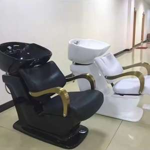 Un ensemble de fauteuil-lit de shampooing en acier inoxydable moderne, best-seller, pour salon de coiffure, avec station de lavage et évier - Product Image 6