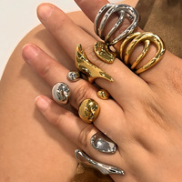 Polished Unisex Rings 18K Gold Plated Stainless Steel Color Retaining Jewelry Wholesale