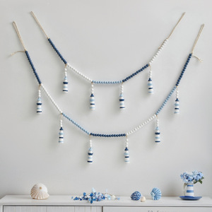 Wooden Ocean-Themed Hanging Ornaments Mediterranean Style Beaded Lighthouse Pendant Home Decor Multi Piece Package - Product Image 3