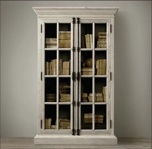 Vitrina de Madera Maciza de Roble Rojo Francés con Puerta de Vidrio, Librería Vintage para Oficina en Casa, Taller y Escuela, Diseño Tradicional - Product Image 2