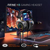 Für H3 Kabelgebundenes Over-Ear Gaming-Headset mit RGB-Beleuchtung, dynamischem Treiber, Mikrofon, ENC-Geräuschunterdrückung und Surround-Sound