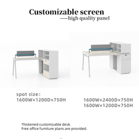 Poste de travail de bureau modulaire convertible moderne pour 2 personnes, en bois, taille et design personnalisables, garantie 10 ans
