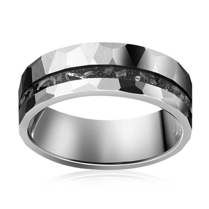 Tg vonfram nhẫn cho nam giới Womens 8mm Bạc sắt hồ sơ búa đám cưới ban nhạc thoải mái phù hợp với bên đồ trang sức - Product Image 3