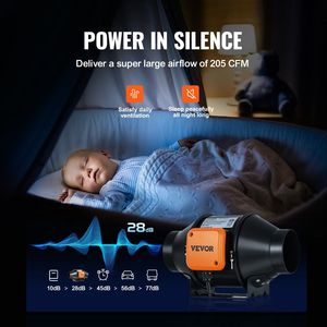 DB Wholesale Ventilateur de conduit en ligne de 4 pouces 205 CFM Ventilateur de ventilation d'échappement silencieux EC-Motor avec contrôleur d'humidité de la température - Product Image 4