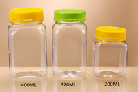 Pot carré en PET de 200 ml/320 ml/400 ml de qualité alimentaire, prêt à l'emploi, avec couvercle à vis inviolable pour aliments en conserve et autres usages