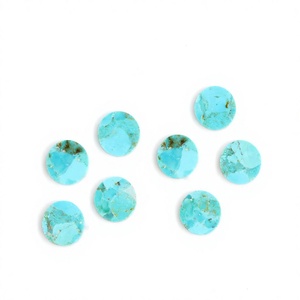 Pierre précieuse en vrac de haute qualité, 14 mm, quartz bleu lisse, turquoise naturelle d'Arizona, polissage brillant, certifiée par un tiers, forme pièce plate, pour bijoux - Product Image 1