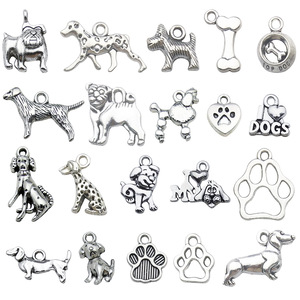 Pendentifs breloques chien en argent antique, accessoires de bijoux DIY, 20 styles, un de chaque pour bracelets et colliers - Product Image 5