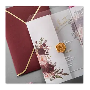 European Style Luxury Minimalist Design Custom Unique Clear Acrylic Wedding Invitation Cards