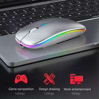 Mouse nirkabel BT RGB, tetikus Gaming ergonomis lampu latar LED komputer nirkabel dapat diisi ulang untuk Laptop PC