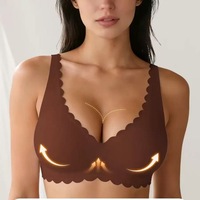 Soutien-gorge en gelée sans couture, style européen et américain, à décolleté profond en V. Push-up pour poitrine généreuse. Soutien-gorge confortable