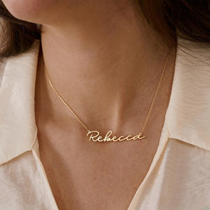 Collana con ciondolo con targhetta corsiva personalizzata collana con nome d'oro regalo unico <span class=keywords><strong>per</strong></span> <span class=keywords><strong>lei</strong></span> - Product Image 3