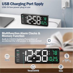 Multifunctional Modern Large Screen Remote Control Digital Electronic LUMINOVA <b>Square</b> Wall Clock Home Decor Temperature Week - Product Image 4