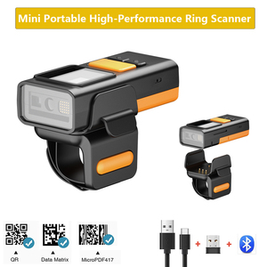 Lecteur de codes-barres 2D portable, scanner de codes QR sans fil Bluetooth à porter au doigt, mini lecteur de codes rapide et précis, mains libres - Product Image 1
