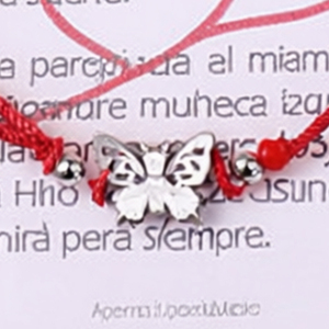 Cavigliera in acciaio inossidabile a forma di farfalla con brillantezza duratura, ciondolo con filo rosso, amuleto portafortuna per donna, gioielli alla moda. - Product Image 5
