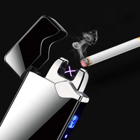 Briquet Électrique Classique en Métal Rechargeable par USB avec Indicateur de Batterie LED, Coupe-Vent, Plasma, Cendrier Électronique pour Cigarettes, Idéal pour les Affaires