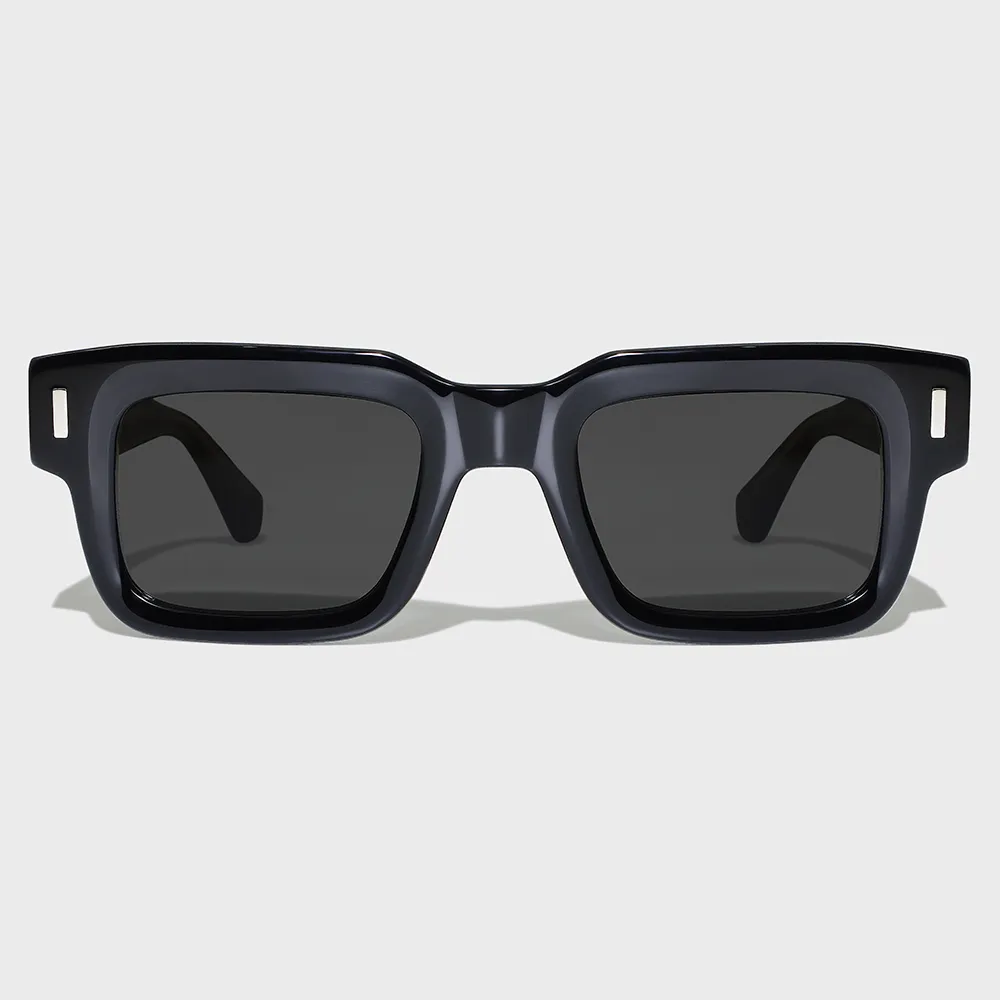 Yeetian 2024 özel eko asetat gözlük High End lüks marka erkekler konik tasarım koyu siyah kare asetat güneş gözlüğü