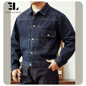 LARSURカスタムデニム工場重生セルベッジデニムジャケットバックル付き11-15 oz和風レッドセルベッジジーンズジャケット男性 - Product Image 1