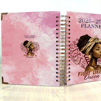 Vente en gros Femmes Noires 2025 2026 Vie Annuelle Hebdomadaire Planificateur Quotidien Soins Autonomes Journal Cahiers Planificateur de Prière