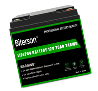 Baterai Lithium Ion LiFePO4 12V 20Ah Biterson 3000 Siklus Dilengkapi Smart BMS untuk Troli Golf Listrik Energi Surya Garansi 2 Tahun