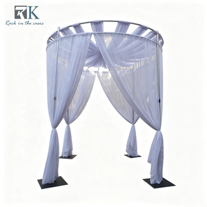 Kit de tringles et rideaux à prix abordable, support réglable pour tringles et rideaux pour décoration de mariage en extérieur - Product Image 1