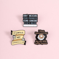 Broche en métal personnalisée avec citation inspirante, épinglette en émail mignonne, vente en gros d'usine en stock pour vêtements
