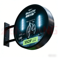 Écran LED rond personnalisé avec transformateur, télécommande, double face, étanche pour enseignes et logos de magasins intérieurs/extérieurs