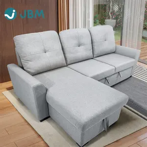 Factory supplier living room L shape sofa bed with storage furniture foldable sleeper sofa cum bed