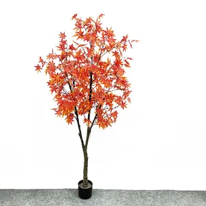 GS-FS010-7高度180厘米8枝日本花园秋季木树干红橙色人造树叶人造枫树带盆