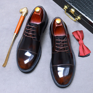 Zapatos Oxford de Trabajo para Hombre, de Cuero Genuino de Tres Piezas, con Suela Gruesa, Punta Redonda, Diseño Clásico, Antideslizantes - Product Image 5