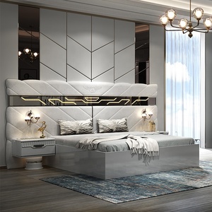Camas Matrimoniales, Juego de Muebles para Dormitorio, Cama King Size, Juego de Dormitorio con Estructura de Madera, Muebles Modernos de Lujo 8873 Modern Luxu - Product Image 4