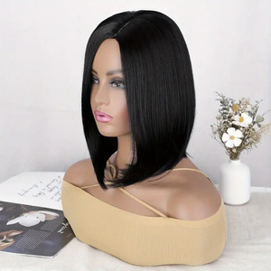 <span class=keywords><strong>Dégradé</strong></span> Rouge Noir Épaule Longueur Bob Perruque pour Femmes <span class=keywords><strong>Cheveux</strong></span> Courts Raides Partie Moyenne Résistant À La Chaleur Bob Perruques pour Usage Quotidien Fête - Product Image 4