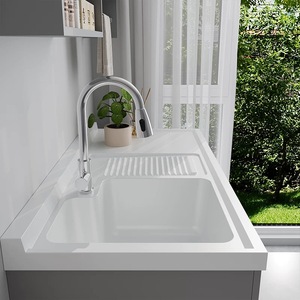 Mueble de lavandería de aluminio tipo panal con fregadero y tabla de lavar integrados - Product Image 4