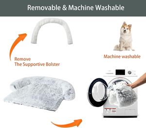 Großhandel Luxus moderne abnehmbare wasserdichte Hunde bett Couch Samt Kunst pelz Haustier Schlafs ofa Bett bezug Möbel Protector Dogbed Hot - Product Image 5