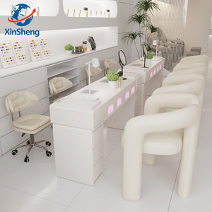 Bureau de <span class=keywords><strong>manucure</strong></span> professionnel en or blanc de luxe léger avec collecteur de poussière, chaise à ongles moderne en métal pour chambre à coucher ou usage en centre commercial - Product Image 1