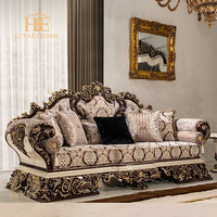 Ensemble de canapés de luxe haut de gamme en tissu et bois massif, grand format, style européen royal turc, pour salon, sur mesure