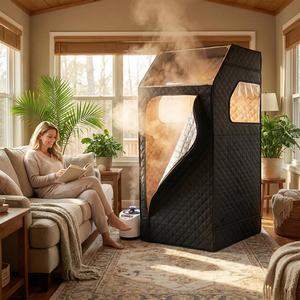 خيمة ساونا بخارية كهربائية محمولة حديثة وتقليدية لشخص واحد، صندوق ساونا داخلي يعمل بالكهرباء للشقق والفلل - Product Image 2