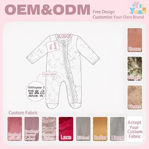 Pijama Enterizo de Manga Larga con Cremallera y Volantes Laterales Estampado Completo para <span class=keywords><strong>Bebés</strong></span> Niñas <span class=keywords><strong>Recién</strong></span> Nacidas - Product Image 2