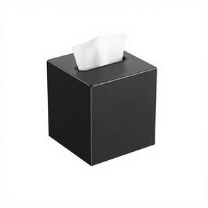 Couverture de boîte à mouchoirs Support de boîte à mouchoirs carré pour décor de salle de bain commode (noir) - Product Image 1