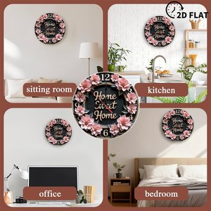 Round Wooden Wall <b>Clock</b> 25cm Modern Minimal Art Quiet Home Living Room Decor - Product Image 5