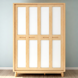 Modern Wooden Wardrobe With Flat Panel <b>Sliding</b> <b>Doors</b> Freestanding Bedroom Storage <b>Cabinet</b> Modern Design - Product Image 1