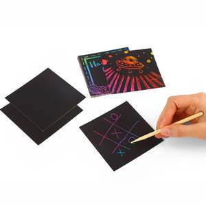 儿童彩虹划痕笔记本魔术彩绘儿童工艺套装艺术纸黑色绘画书 - Product Image 3
