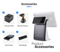 OCOM 15.6 pouces double écran tactile Android 11 Pos Caissier Machine Terminal de paiement Windows 10 tout en un système Pos