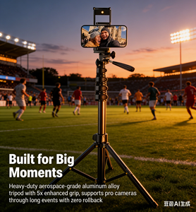 Perche à <span class=keywords><strong>selfie</strong></span> intelligente anti-tremblement avec télécommande sans fil 2026 Nouveau trépied portable pour vlogging et diffusion en direct pour <span class=keywords><strong>iPhone</strong></span> et Android - Product Image 1