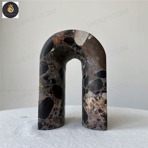 Vente en gros EV bibliothèque personnalisée table de bureau accessoires de décoration pour étude arche d'extrémité de livre nordique ensemble de serre-livres en marbre naturel - Product Image 6