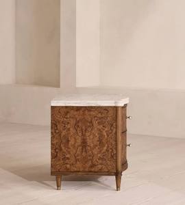 Muebles de dormitorio de lujo, mesitas de noche de madera con dos cajones y mármol natural - Product Image 6