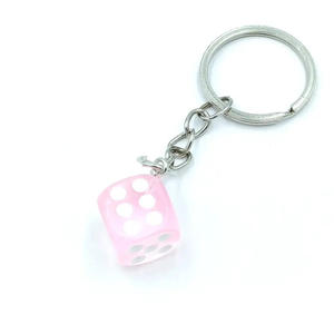 Simulation couleur dés porte-clés résine couleur unie Mini Mahjong pendentif Rectangle motif caoutchouc bijoux accessoires - Product Image 4