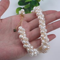 Collier de perles d'eau douce baroques naturelles 6-7 mm, fermoir, pour femme, mariage, mariée