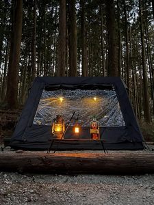 Tente de <span class=keywords><strong>camping</strong></span> OEM avec tissu en coton TC - Tente de glamping imperméable avec poteaux en aluminium et port électrique pour les familles en plein air - Product Image 3